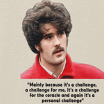Beige t-shirt with a graphic of a person in a red shirt and a quote on a white background